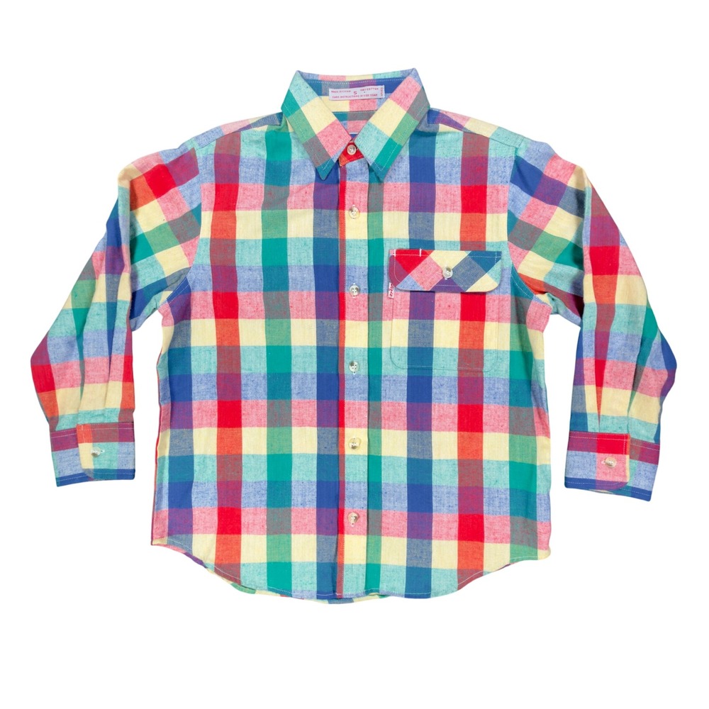 Levi's Vintage 80s Plaid Flannel Shirt Boys S Multi-Color Cotton New